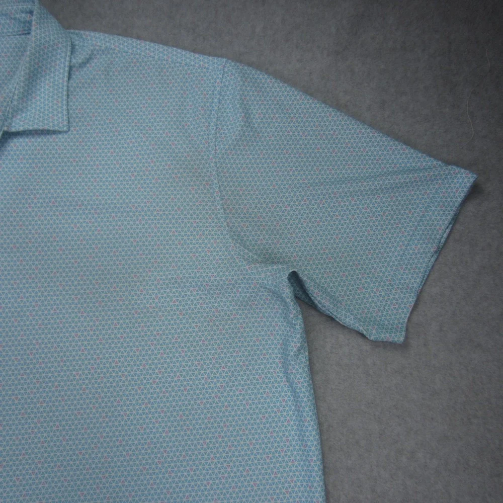 Peter Millar Polo Shirt Mens XL Blue Geometric Golf‎ Summer Comfort Short Sleeve